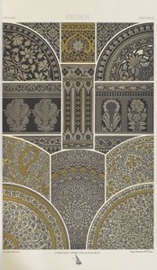 Intialainen, levy 16 julkaisusta "Polychromatic Ornament: Sata lautasta kultaa, hopeaa ja värejä" tekijältä Albert Charles August Racinet