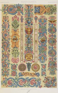 Renaissance, levy 52 teoksesta "Polychromatic Ornament: Sata lautasta kultaa, hopeaa ja värejä" tekijältä Albert Charles August Racinet