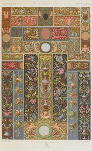 Renaissance, levy 57 teoksesta "Polychromatic Ornament: Sata lautasta kultaa, hopeaa ja värejä" tekijältä Albert Charles August Racinet