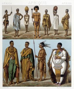Erilaisia miehiä Etelä-Afrikasta. Kuvitus Racinet
