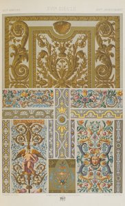 XVII vuosisata, levy 76 teoksesta "Polychromatic Ornament: Sata lautasta kultaa, hopeaa ja värejä" tekijältä Albert Charles August Racinet