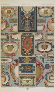 XVII vuosisata, levy 77 teoksesta "Polychromatic Ornament: Sata lautasta kultaa, hopeaa ja värejä" tekijältä Albert Charles August Racinet