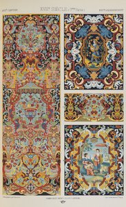 XVII vuosisata, levy 83 teoksesta "Polychromatic Ornament: Sata lautasta kultaa, hopeaa ja värejä" tekijältä Albert Charles August Racinet