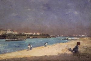 Näkymä Pariisin esikaupunkiin Pont Nationalilta, 1882 tekijältä Albert Charles Lebourg