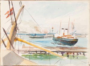 Kööpenhaminan satamasta, luonnos tekijältä Albert Edelfelt