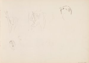 Kasvoluonnoksia, puunrunko tekijältä Albert Edelfelt