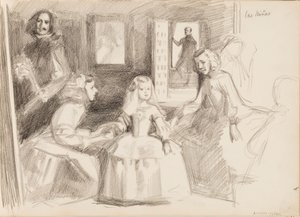 Las Meninas, luonnos Diego Velázquezin mukaan tekijältä Albert Edelfelt