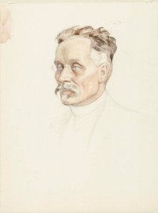 Professori J. W. Runebergin muotokuvaluonnos, kasvot tekijältä Albert Edelfelt