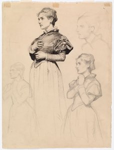 Sigrid Stålarm, luonnos teokseen ”Herttua Karl loukkaa Klaus Flemingin ruumista” tekijältä Albert Edelfelt