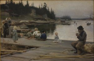 Kesäilta Hammarin korjauspihalla tekijältä Albert Gustaf Aristides Edelfelt