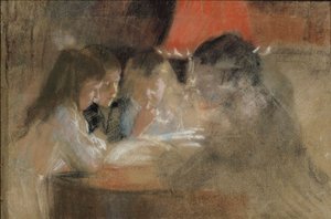 Brandtien perheen lapset (lampun valossa) tekijältä Albert Edelfelt