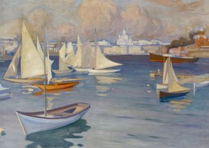 Nyländska Jaktklubbenin satama Helsingissä tekijältä Albert Edelfelt