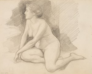 Istuva alaston