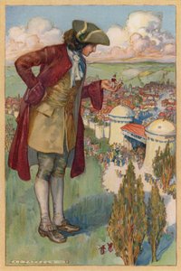 Pidin oppaita kädessäni, kunnes tulin kahdensadan jaardin päähän portista (chromolitho) tekijältä Albert Edward Jackson