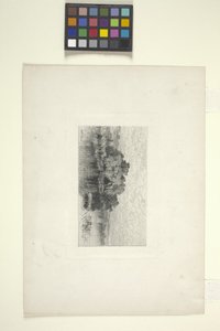 Maisema järven kanssa (muste)