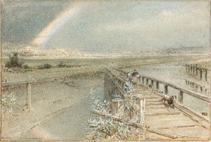Arundel Fordin rautatiesillalta (akvarelli) tekijältä Albert Goodwin