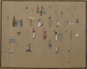 Going to Market (akvarelli ja lyijykynä sekä bodycolor sävytetylle paperille) tekijältä Albert Goodwin