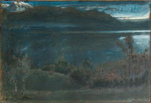 Gossau, Luzernin järvi (öljy ja akvarelli, tussi ja bodycolour, paperi kartongille). tekijältä Albert Goodwin