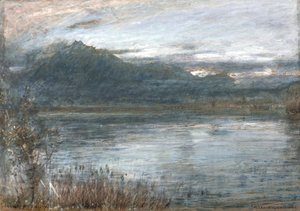 Pilatus ja Luzern (akvarelli ja bodycolour sävytetylle paperille). tekijältä Albert Goodwin