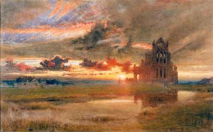 Whitby - The Abbey of St Hilda (lyijykynä ja akvarelli paperille (liimattu kortille))