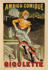 Moniselitteinen sarjakuva, Gigolette, 1896 tekijältä Albert Guillaume