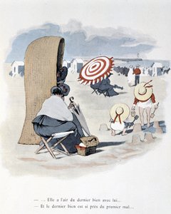 Rantakohtaus elokuvassa "Etoile de mer". A. Guillaume. Painokset Simonis Empis, Pariisi tekijältä Albert Guillaume