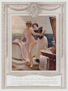 Belle Epoque Paris, muodikas nainen kylpemässä tekijältä Albert Guillaume