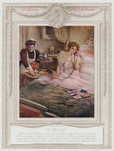 Belle Epoque Paris, Muodikas nainen heräämässä (väri litho) tekijältä Albert Guillaume