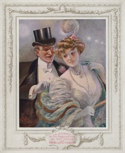 Belle Epoque Paris, muodikas nainen ihailijansa kanssa (väri litho) tekijältä Albert Guillaume