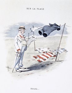 Sarjakuva vapaa-ajasta rannalla Etoile de merissä, kirjoittanut Guillaume 1900 tekijältä Albert Guillaume