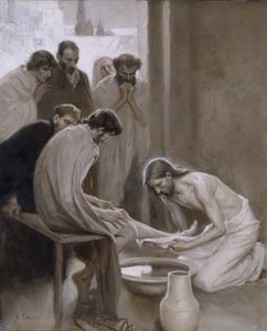 Jeesus pesee opetuslastensa jalkoja, 1898 (öljy ja grisaille paperilla)