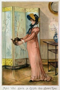 Voiko sinulla olla liian onnellista aikaa, viktoriaaninen joulukortti, julkaisija Hildesheimer und Faulkner, Lontoo, n. 1880