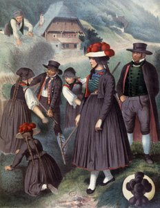 Talonpojat Badenin ympäristössä, n.1860 (kaiverrus) tekijältä Albert Kretschmer