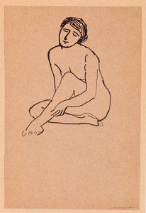 Alaston nainen istumassa (kynä ja muste paperille) tekijältä Albert Marquet