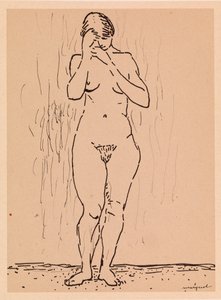 Alaston nainen seisomassa (kynä paperille) tekijältä Albert Marquet
