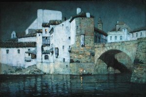 Moonlight, Puente Genil, Espanja (kynä & akvarelli paperille)