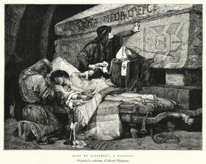 Clodebertin kuolema, Soissonsissa (kaiverrus) tekijältä Albert Pierre René (after) Maignan
