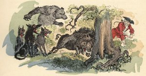 Albert Robidan kuvitus teoksessa "" Paroni de Munchausenin historia ja seikkailut"" (Munchhausen), H. Laurens, 1800-luvun loppu."" tekijältä Albert Robida