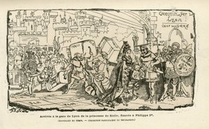 Illustration af Albert Robida (1848-1926) i Histoire de France tintamarresque, ca. 1880 - Station, Ancien regime, Sicilien - Philippe Ifinnish tekijältä Albert Robida
