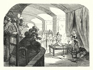 Inkvisitio Ranskassa Fransiskus I:n valtakaudella (kaiverruskuva) tekijältä Albert Robida