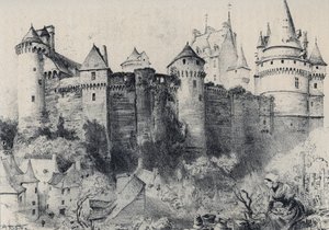 Chateau fort de Vitre Ille-et-Vilainessa - Vanha Ranska - Bretagne - tekstiä, piirustuksia ja litografioita, Albert Robida (1848-1926) päivätty 1800-luvun loppu tekijältä Albert Robida