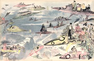 Poistuminen Oopperasta vuonna 2000 (väri litho) tekijältä Albert Robida