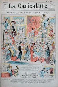 Avajaispäivä, "La Caricature", 7. toukokuuta 1891 (värilitho) tekijältä Albert Robida