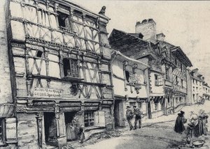 Rue Fardel a Saint Brieuc (Saint-Brieuc) - Vanha Ranska - Bretagne - tekstiä, piirustuksia ja litografioita, Albert Robida (1848-1926), päivätty 1800-luvun loppu tekijältä Albert Robida
