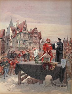 Saint Vallier armahdettu rakennustelineellä, kuvitus teoksesta 