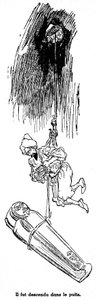 Sindbad merimies (Sinbad) - tarina tuhannesta ja yhdestä (1001) yöstä - kuvitus kirjasta vuodelta 1948 (Fortin-painos, kokoelma Wonderful Imaging of Childhood), joka kertoo seikkailuistaan - Albert Robidan (1848 - 1926) kuvitus - Neljäs matka : Si tekijältä Albert Robida