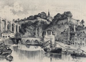 Dinanin kaupunki - Vanha Ranska - Bretagne - tekstiä, piirustuksia ja litografioita, Albert Robida (1848-1926), päivätty 1800-luvun loppu tekijältä Albert Robida