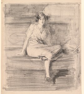 Nimetön nuori nainen istuu, 1914.