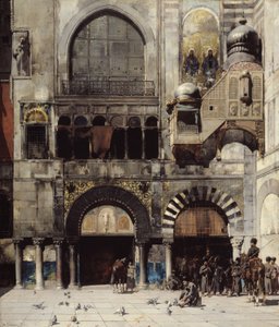 Tšerkessien ratsuväki odottaa komentajaansa bysanttilaisen muistomerkin ovella, Idän muisto, 1880