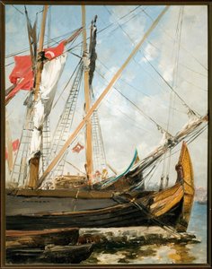 Purjeveneet Bosporinsalmella Turkissa Alberto Pasinin (1826-1899) maalaus 1800-luvulta Genes, Galleria d